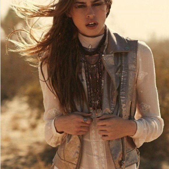 Free People Jackets & Blazers - FREE PEOPLE rose gold moto vest